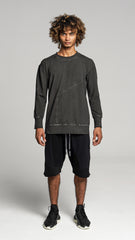 Sweatshirt Slit Black Cold Dye