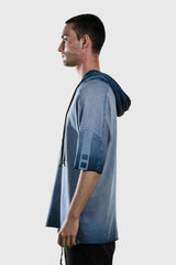 Short Sleeve Hoodie Sea Blue Wash