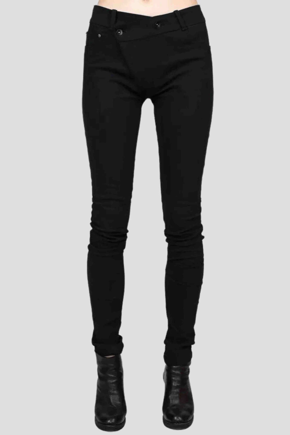 Asymmetrical Front Denim Pants