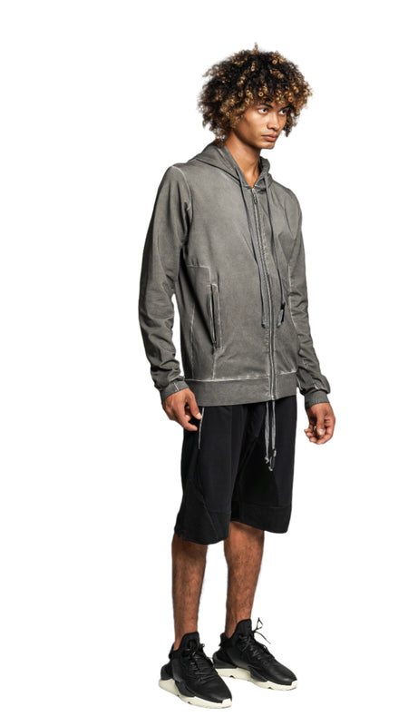 Hoodie Zip Grey Wash