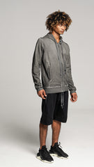 Hoodie Zip Grey Wash