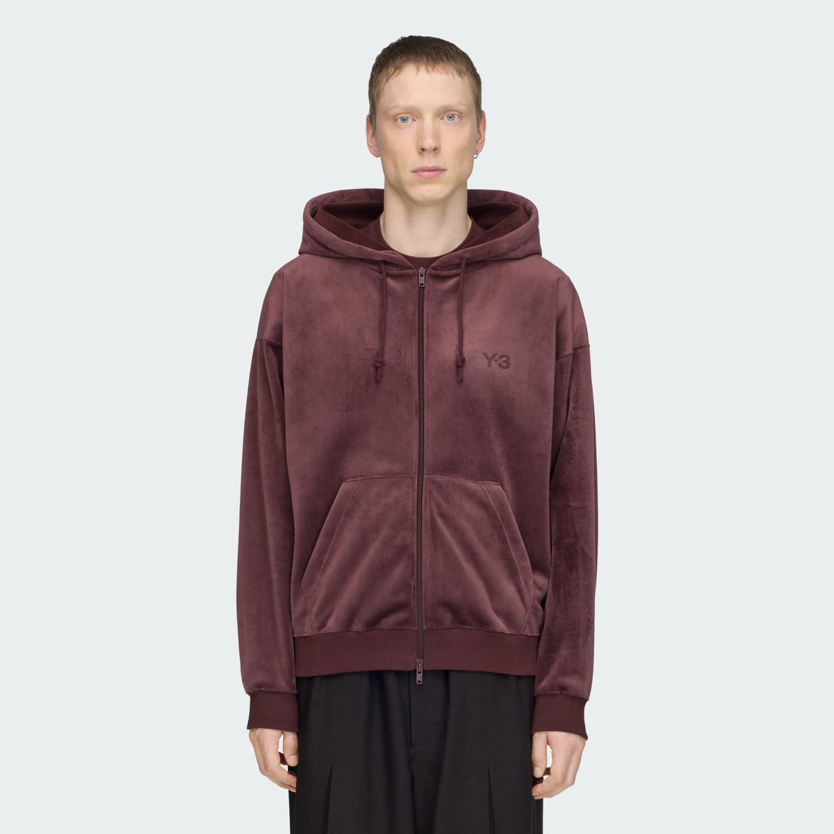 Y-3 Velvet Zip Hood Burgundy KT9786