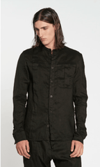 MASNADA Woven Ramie Pleated Shirt Black M3675
