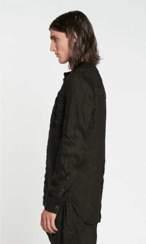 MASNADA Woven Ramie Pleated Shirt Black M3675