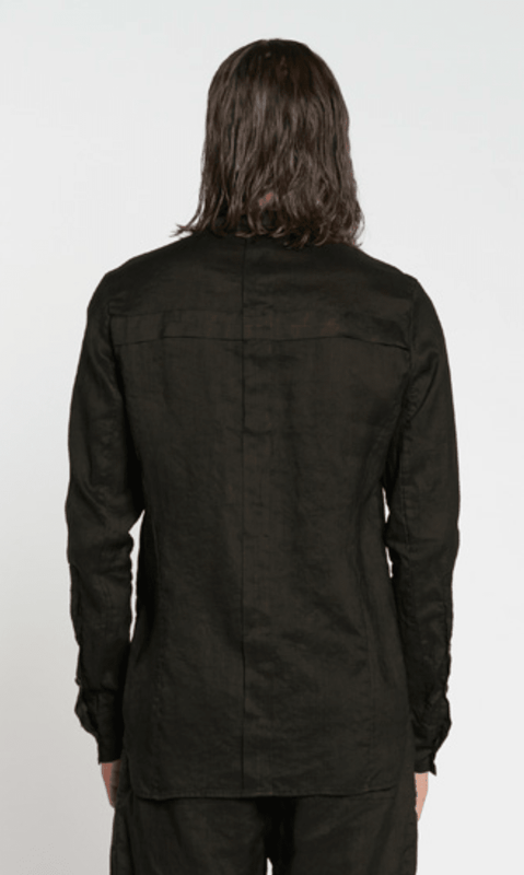 MASNADA Woven Ramie Pleated Shirt Black M3675