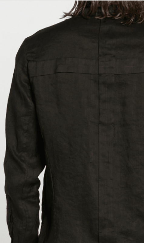 MASNADA Woven Ramie Pleated Shirt Black M3675