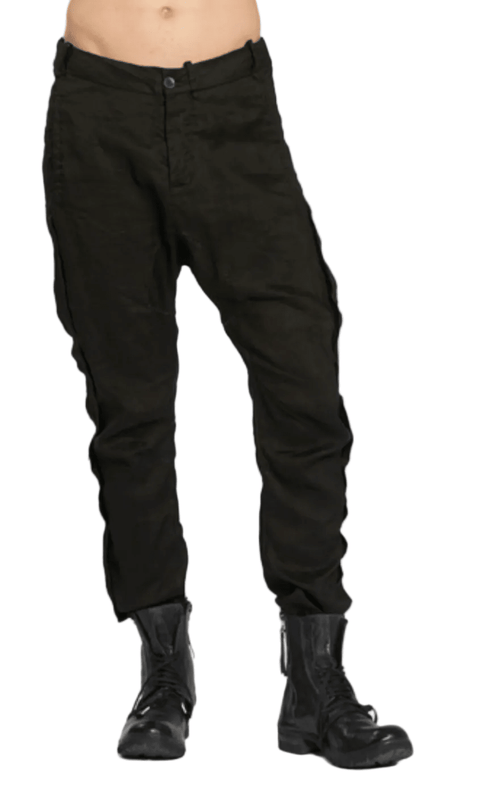 MASNADA Woven Ramie Trousers Black M3674
