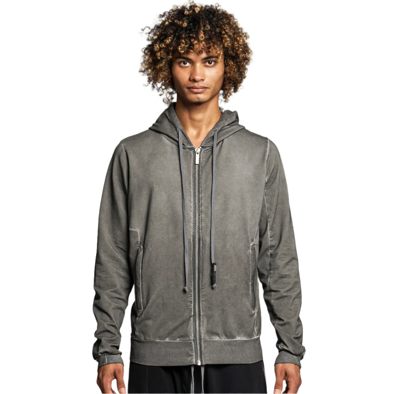 Hoodie Zip Grey Wash