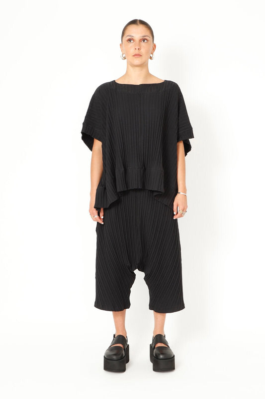 Pleats Black Blouse SA2188