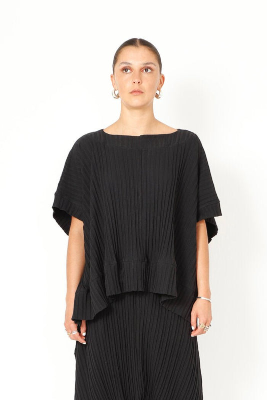 Pleats Black Blouse SA2188