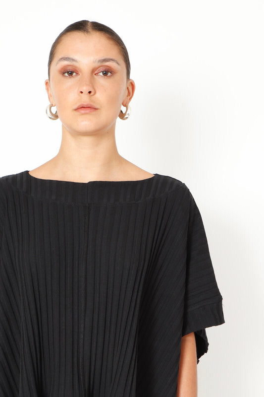 Pleats Black Blouse SA2188