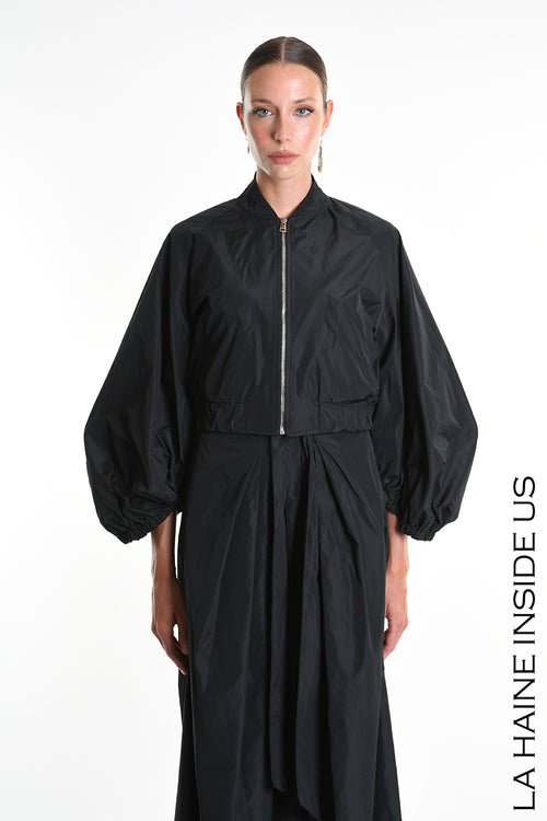 Crop Oversized Bomber W5303