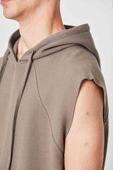 MS157 Sleeveless Hoodie Fossil