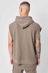 MS157 Sleeveless Hoodie Fossil